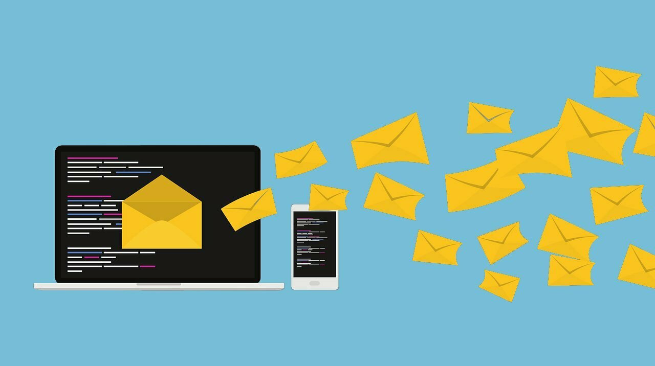 email marketing computer spraying out letters | Fandango