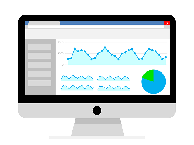 computer screen graphic with analytics on screen